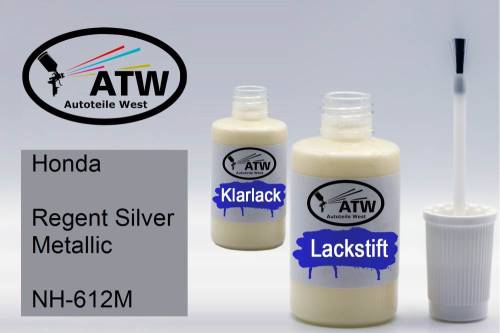 Honda, Regent Silver Metallic, NH-612M: 20ml Lackstift + 20ml Klarlack - Set, von ATW Autoteile West.